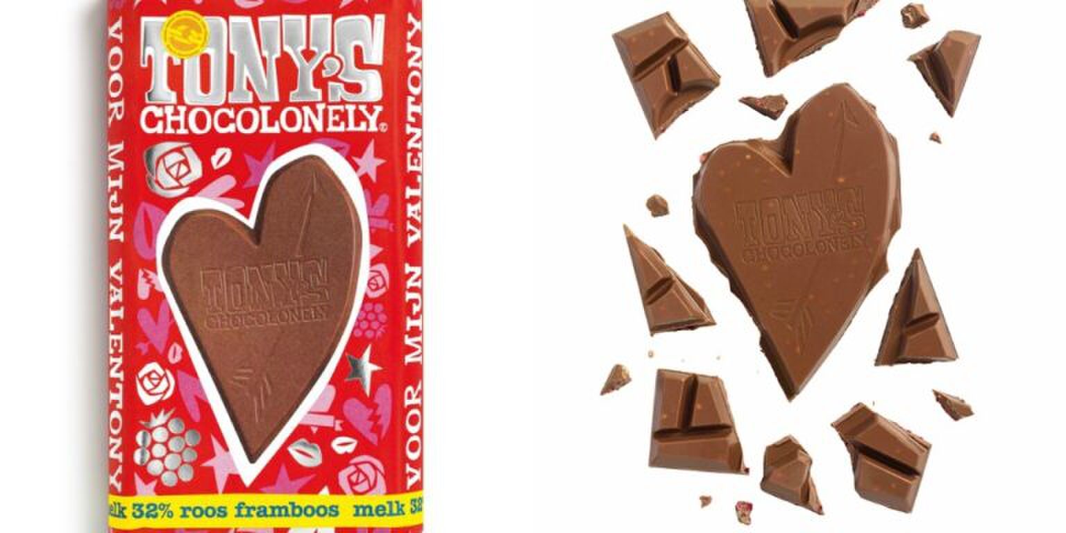 Tony&rsquo;s Chocolonely brengt nieuwe reep uit speciaal voor Valentijnsdag