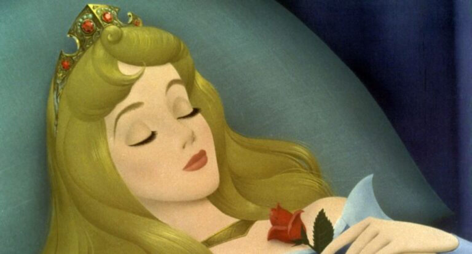 Doornroosje die aan het slapen is.