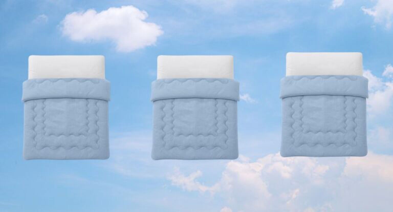 Het lazy dekbed van Action op een blauwe lucht achtergrond.