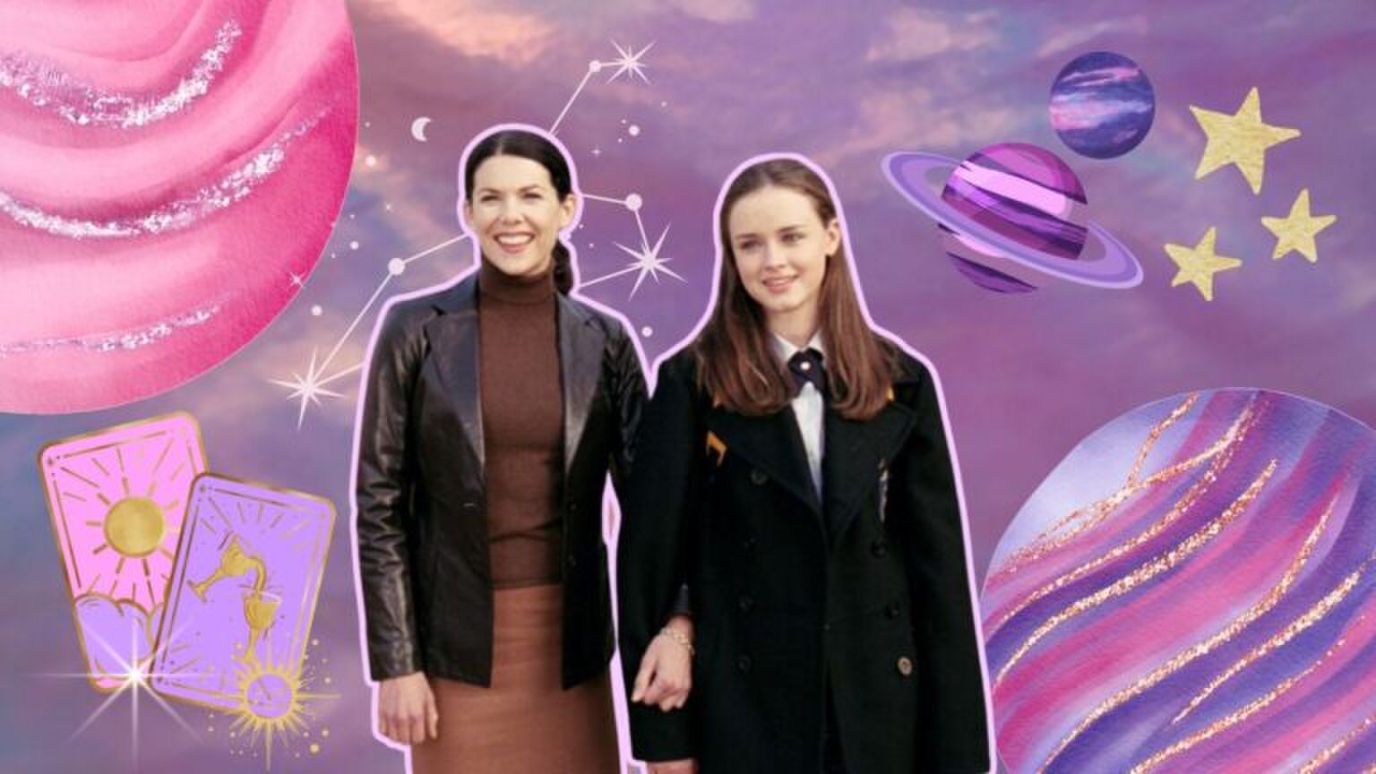 Alexis Bledel-Loren Graham-Girlmore Girls-voor-astrologie-achtergrond