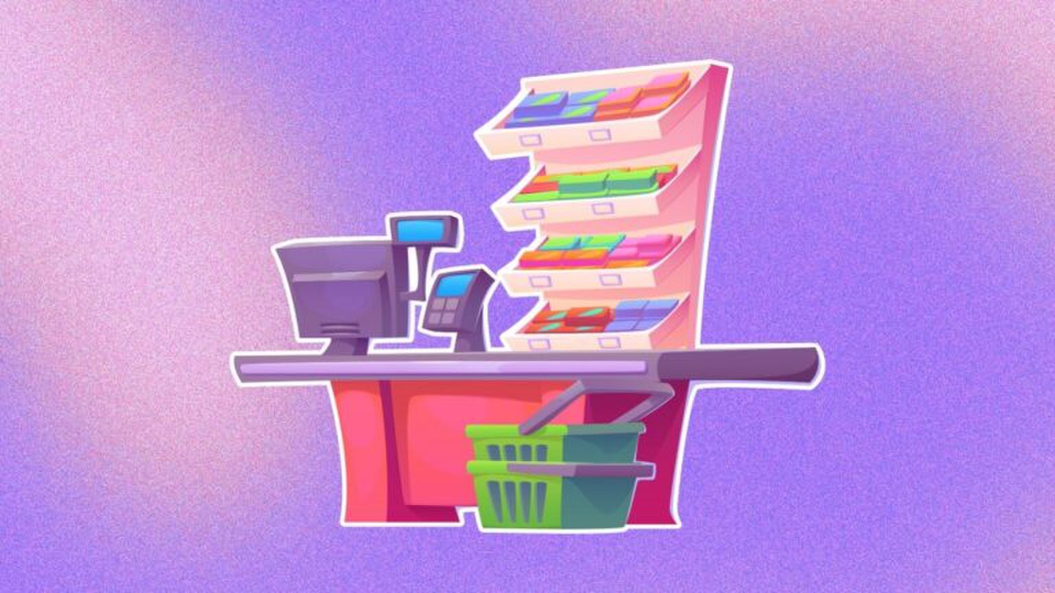 Illustratie van een kassa.