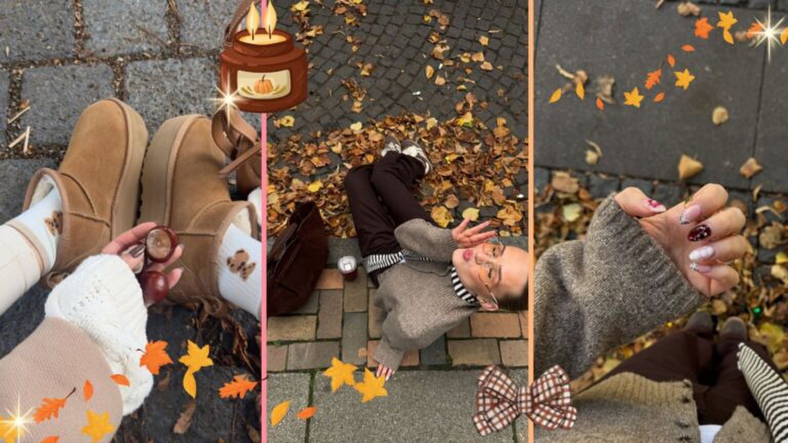 Collage met esthetische herfst foto's.