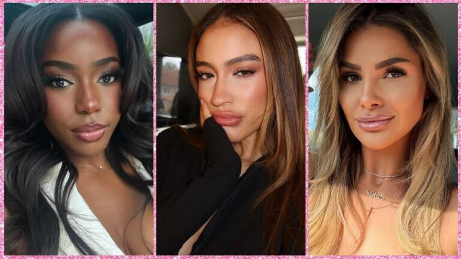 Collage van vrouwelijke realitysterren die meedoen aan nieuw programma: beauty & the geek.