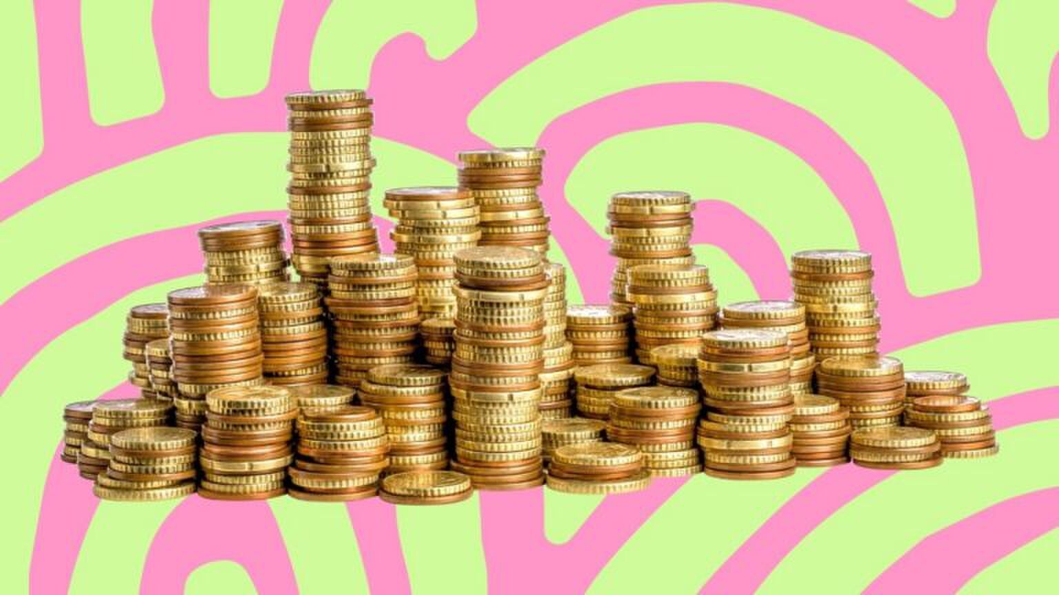 Stapels met muntjes.