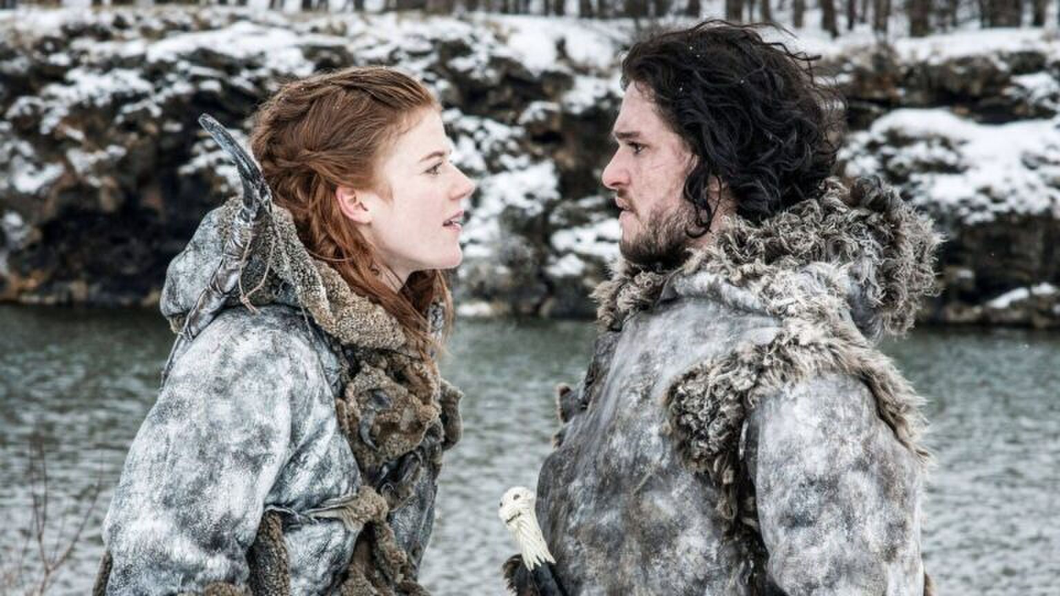 Ygritte en Jon Snow in Game of Thrones.