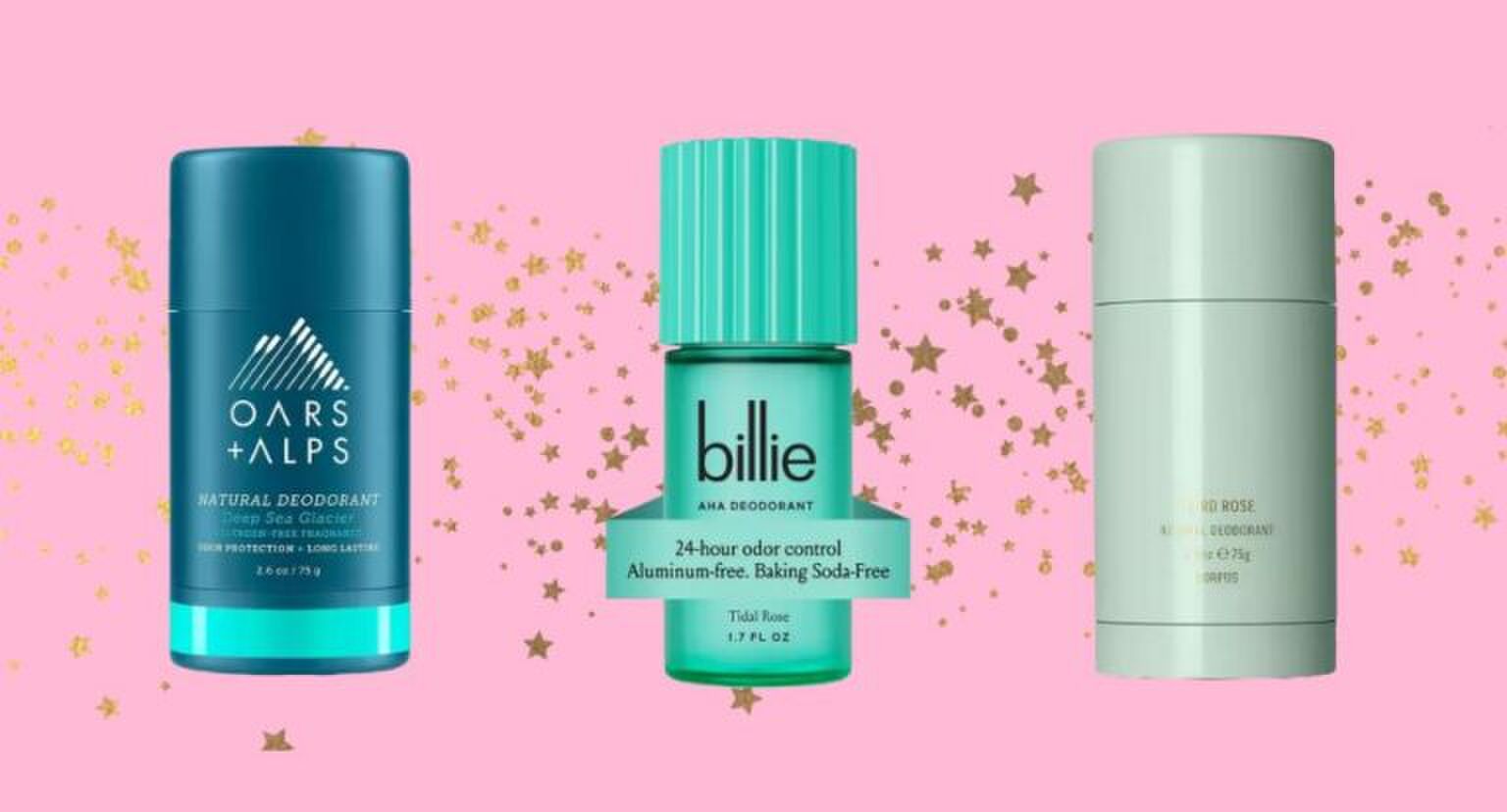 Drie natuurlijke deodoranten op een rij.