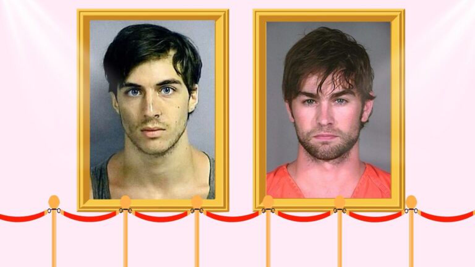 Collage van twee nep overvallers die zogenaamd betrokken zouden zijn bij de Louvre-roof.