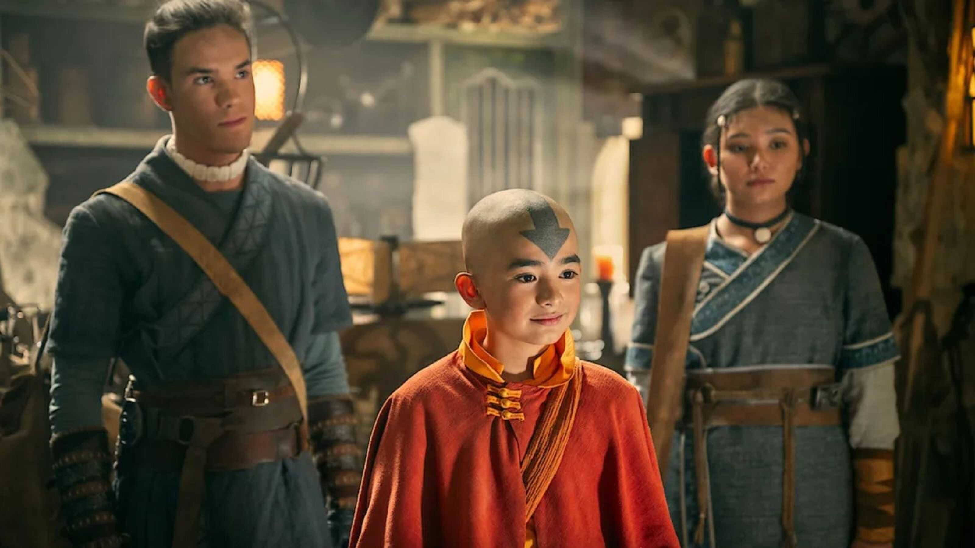Aang, Katara en Sokka uit Avatar: The Last Airbender.