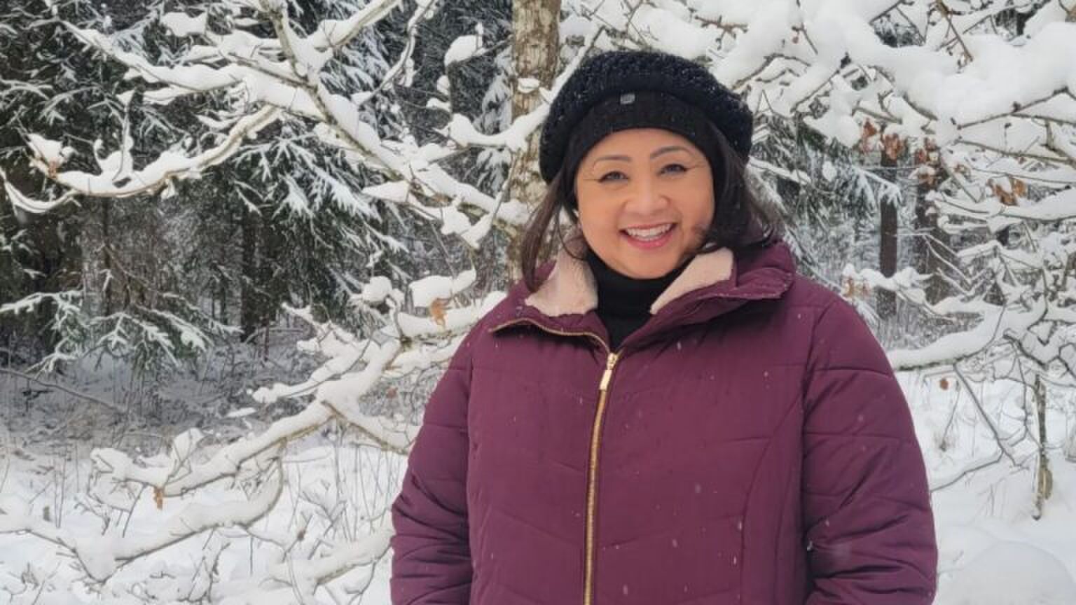 Pearl Brunings in de sneeuw.