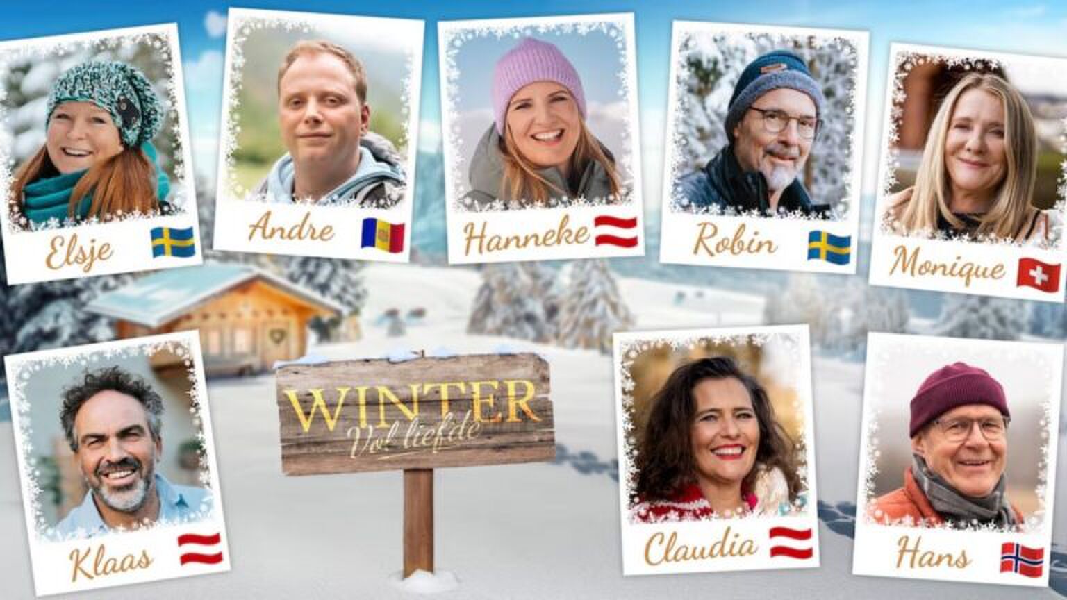 Winter vol liefde-kandidaten op poloroid fotos.