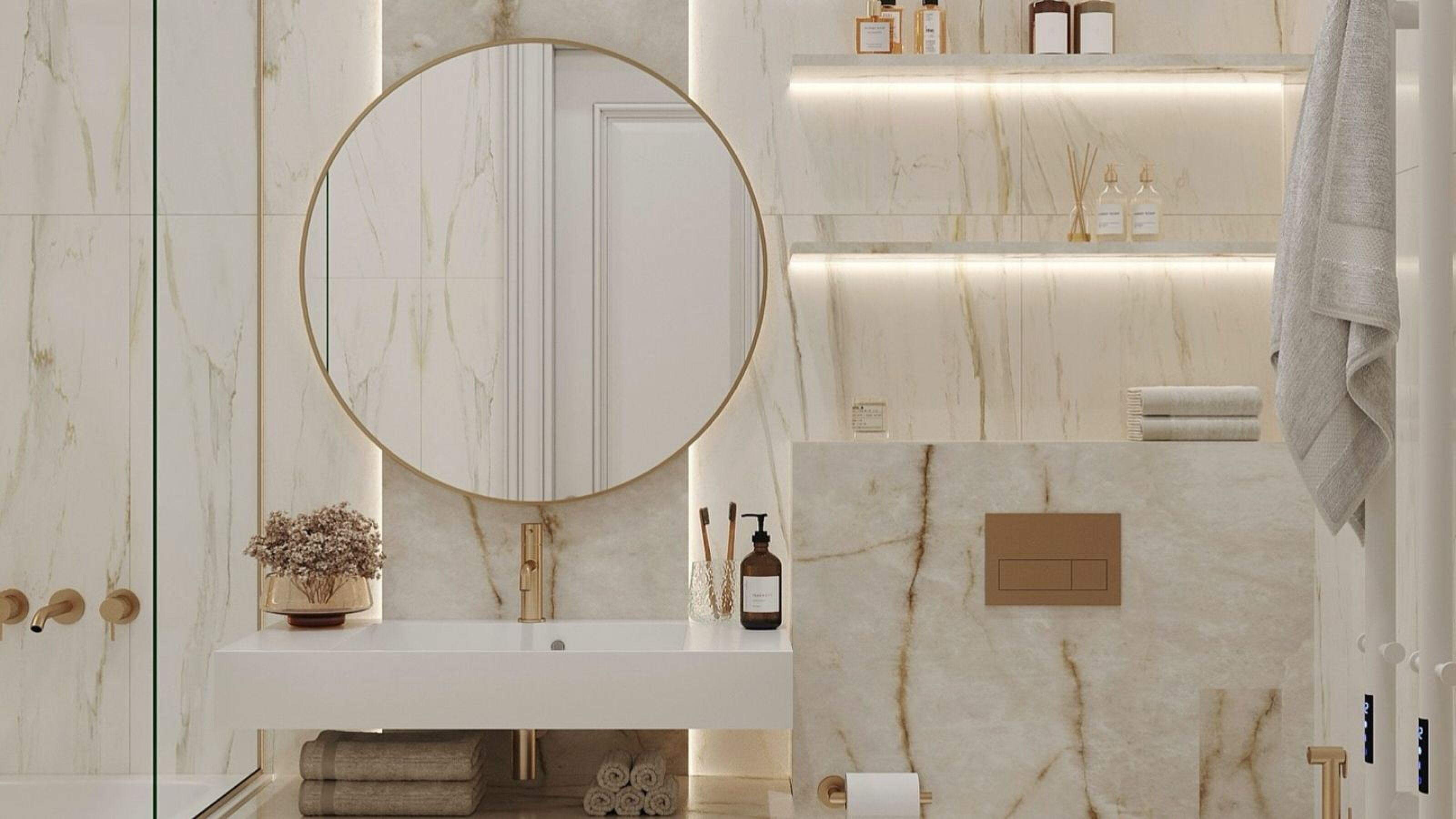 Een lichte badkamer.