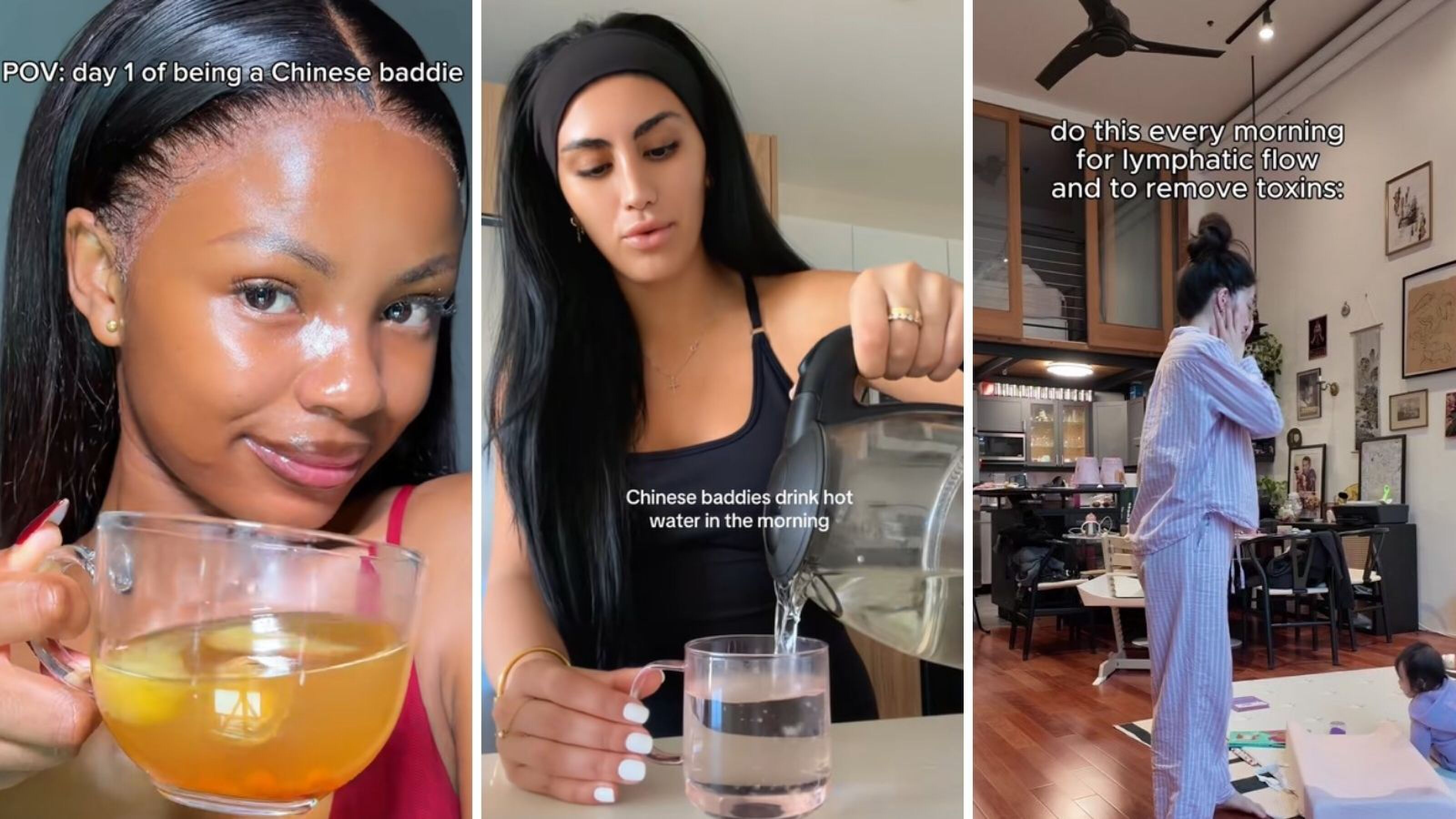 Collage van de Traditional Chinese Medicine-trend op TikTok.