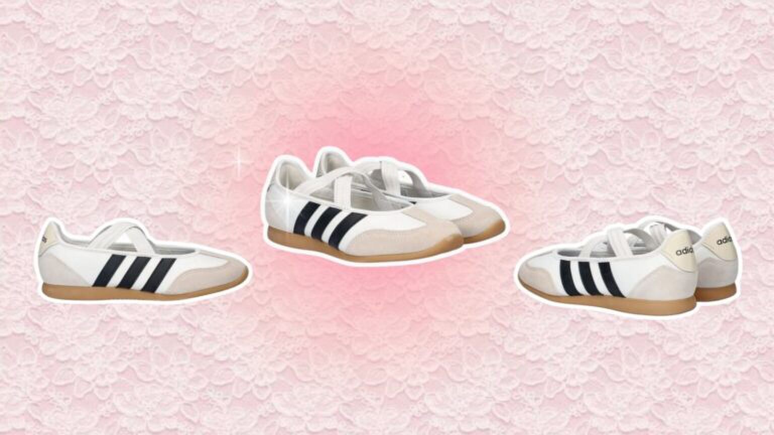 De ballerina's van Adidas.
