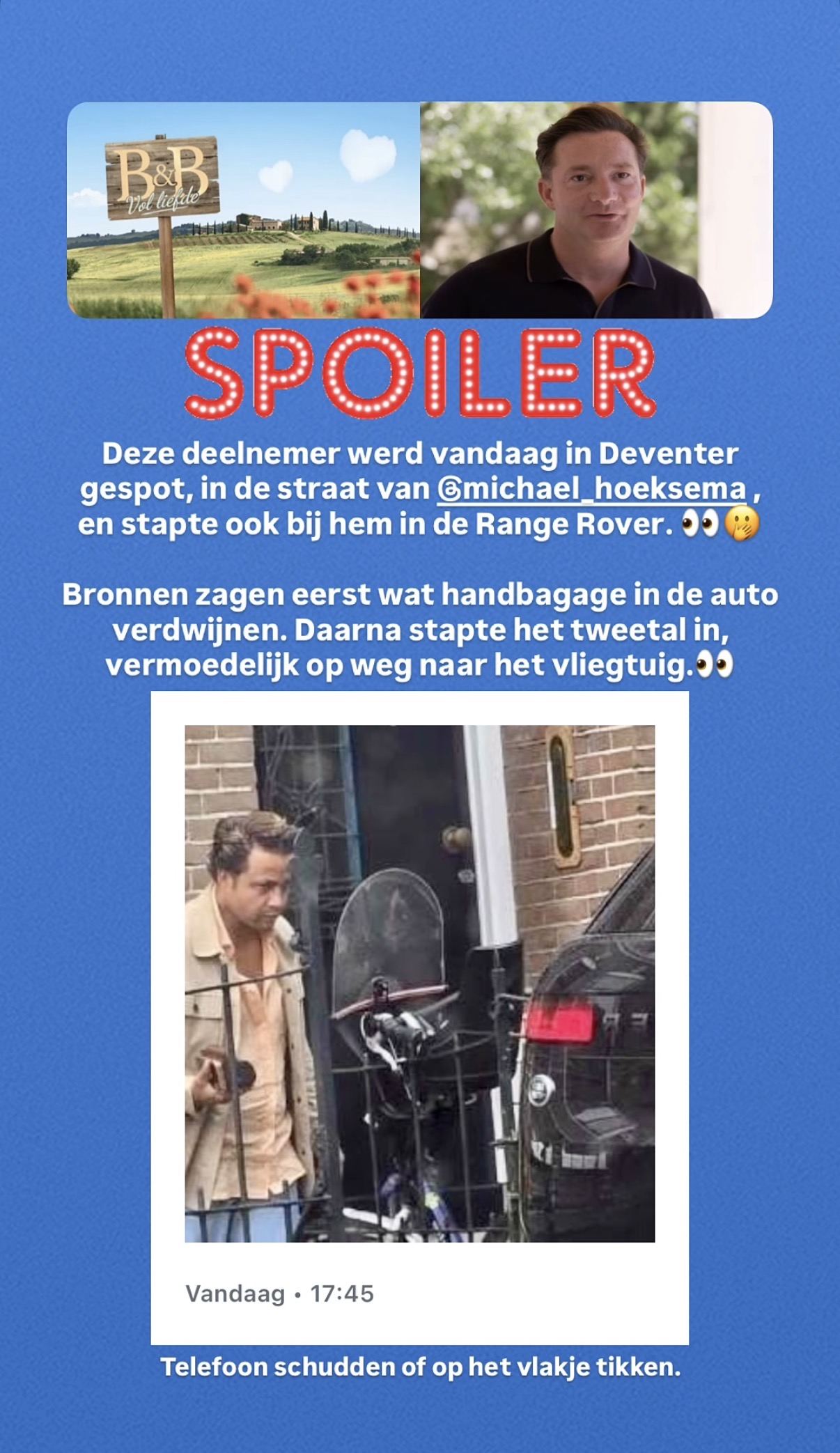 De post over Timothy en Micha&euml;l uit B&B Vol Liefde.