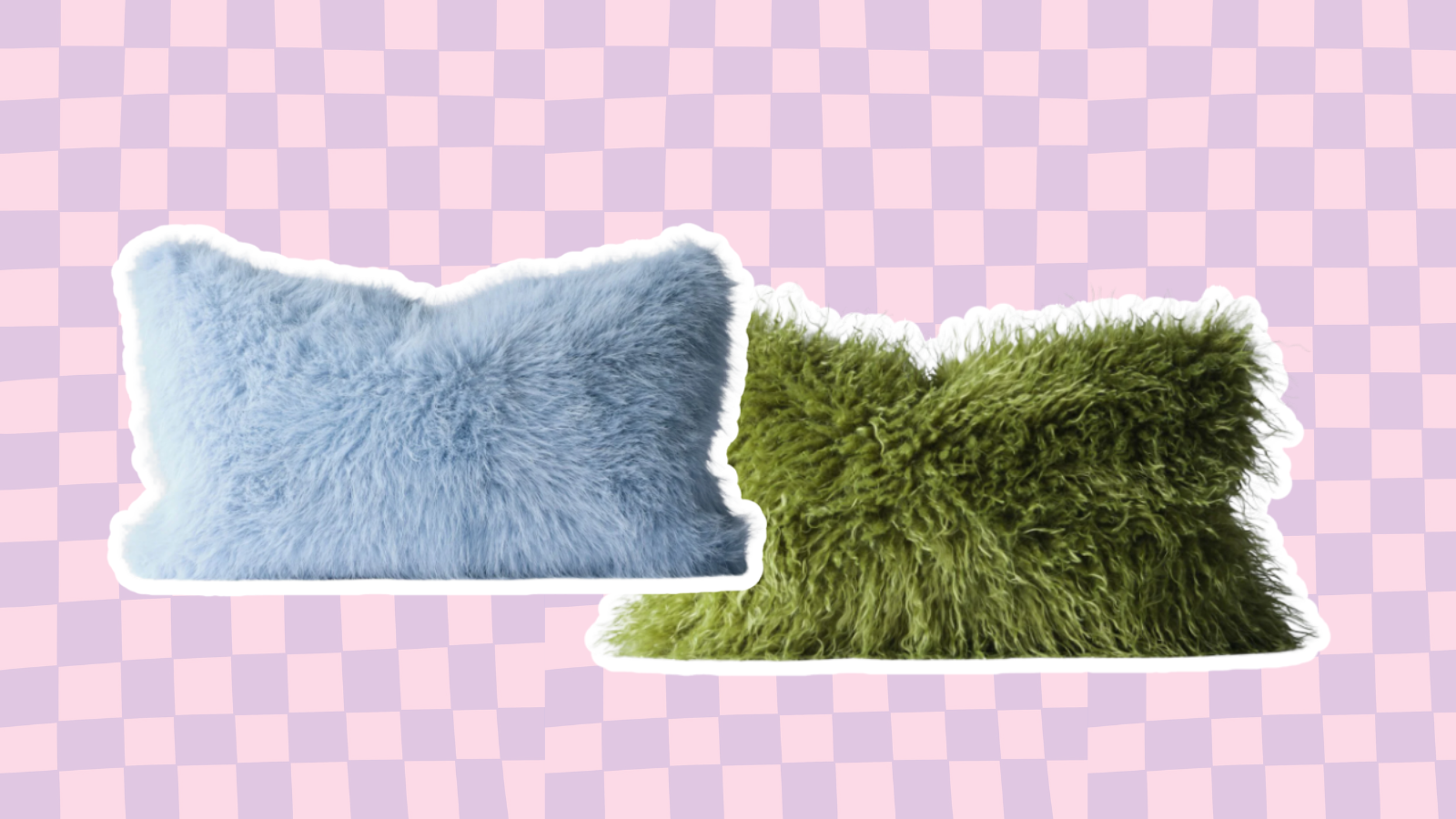 fluffy lichtblauw en groene kussens
