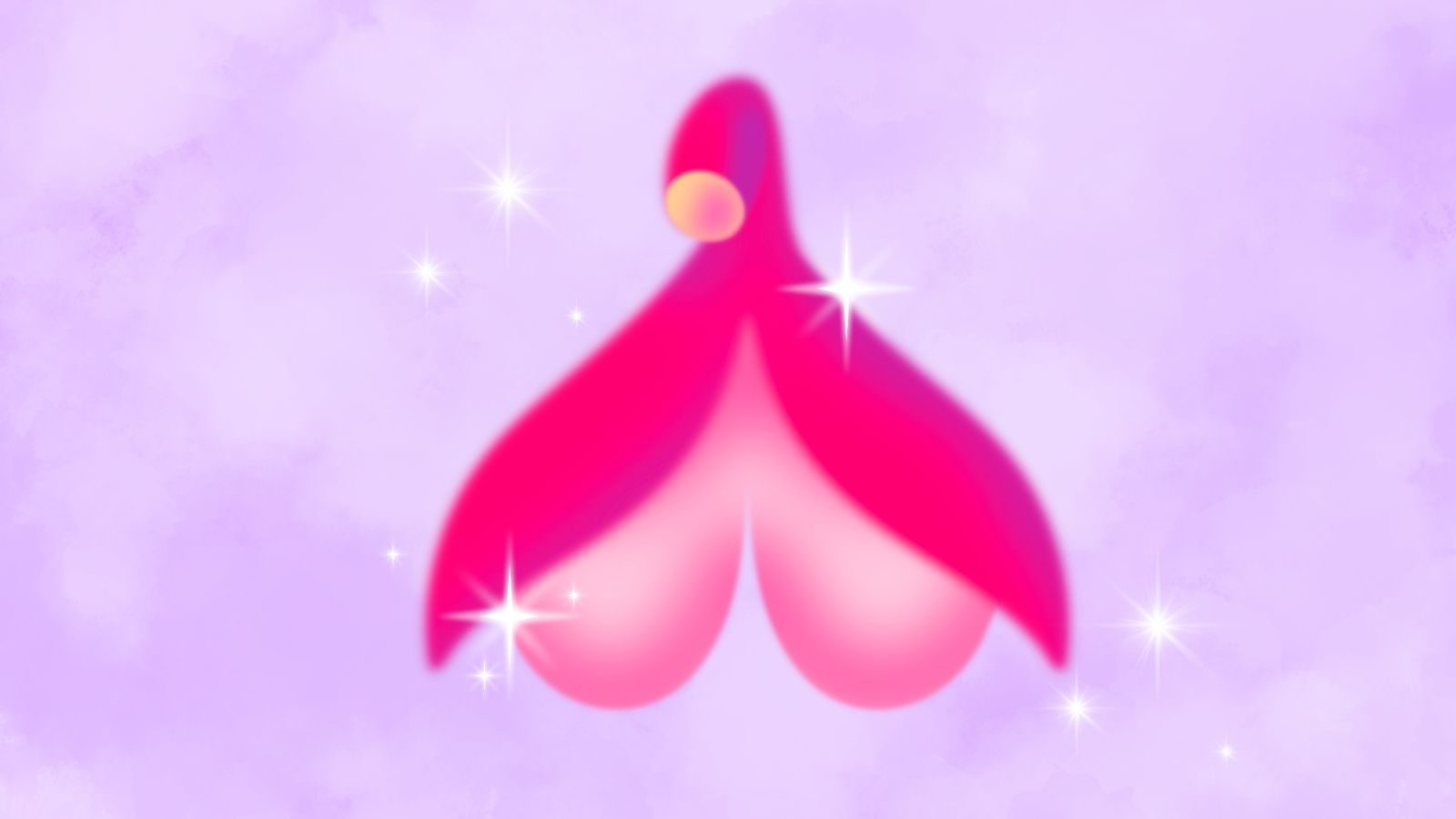 Tekening van een clitoris voor een gekleurde achtergrond.