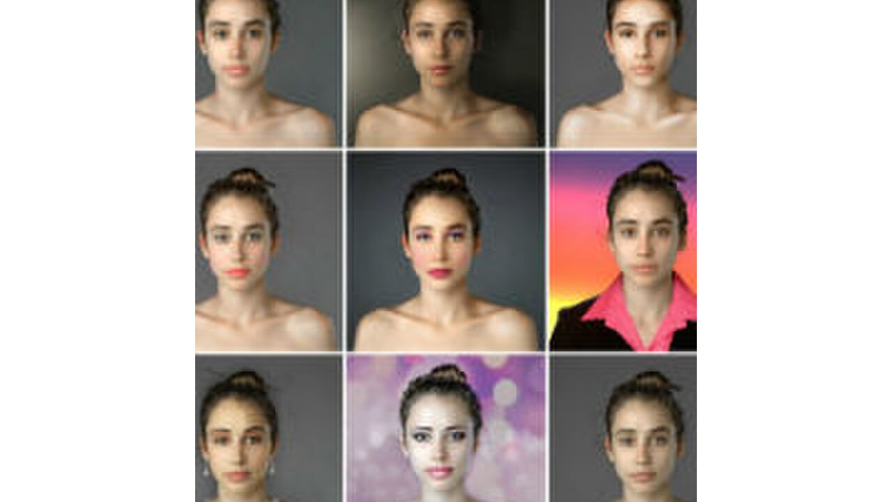 Illustratie voor: Esther photoshopt haar gezicht naar verschillende schoonheidsidealen