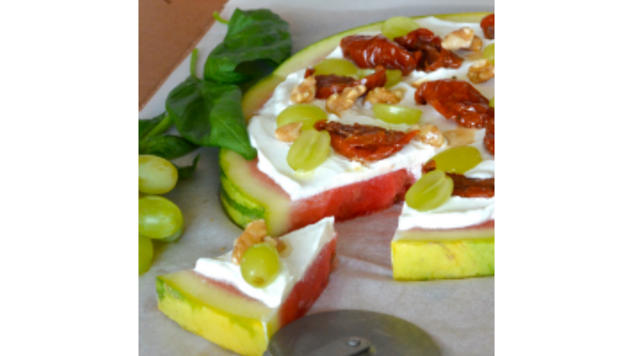 Illustratie voor: Yum: gezonde pizza van watermeloen