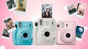 Een collage met Polaroid-camera's en foto's.