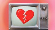 Televisiescherm met een gebroken hart erin.