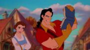 Belle en Gaston in de animatiefilm.