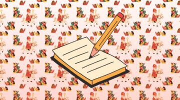 Een notitieboekje met Sinterklaasachtergrond.