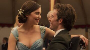 Scène uit Me Before You waar Louisa op William zijn schoot zit.