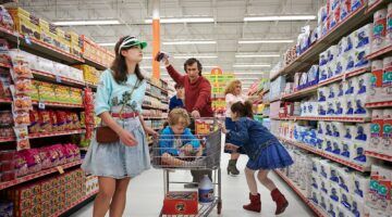 Scène uit White Noise waar ze in een supermarkt zijn.