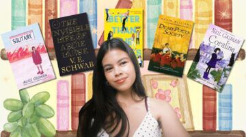 Chloë en haar vijf boeken die ze tipt deze week.