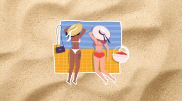 Illustratie van twee meisjes op het strand.