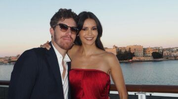 Nina Dobrev en haar ex-verloofde Shaun White poseren voor een foto