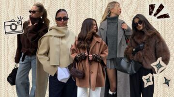 Collage van vrouwen met winterjassen aan.