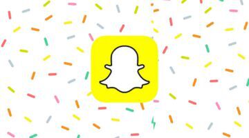 Foto van Snapchat-logo met een confetti achtergrond.