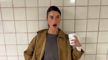 Foto van influencer Barbara Ines, ze kijkt heel verbaasd. Haar mond valt open.