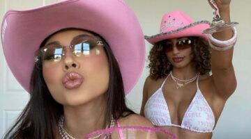 Vrouwen met roze cowboyhoed