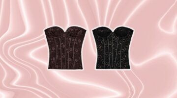 Twee keer Zara korset-top voor een roze achtergrond.