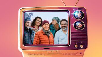 Televisie met Winter Vol Liefde op het scherm.