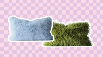 fluffy lichtblauw en groene kussens