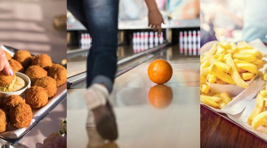 Illustratie voor: YAS! Hier kun je bowlen met onbeperkt bitterballen én patat