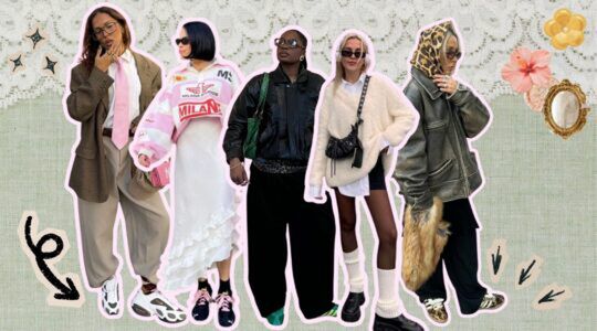 Collage van vrouwen met sneakers aan.