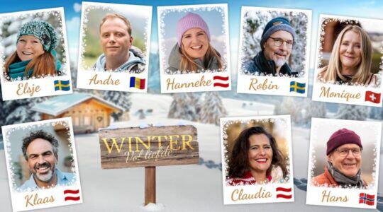 Winter vol liefde-kandidaten op poloroid fotos.