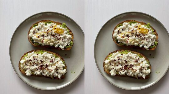 Cottage cheese op een broodje