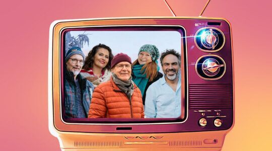 Televisie met Winter Vol Liefde op het scherm.