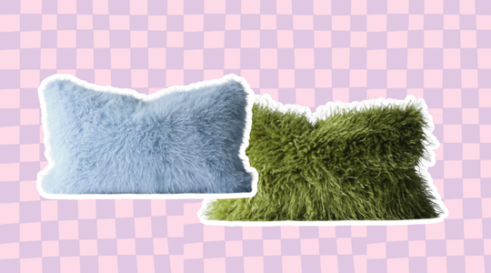 fluffy lichtblauw en groene kussens