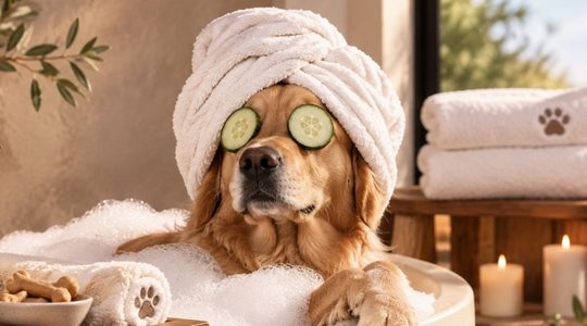 Hond in een spa.