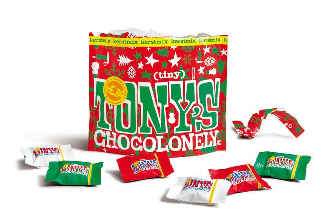 Wil je proeven: Tony&rsquo;s Chocolonely kerstreep met melkchocolade en gemberkoekjes