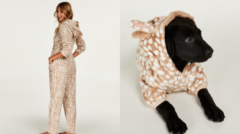 Hunkem&ouml;ller verkoopt nu deze t&eacute; schattige matching onesies voor jou en je hond