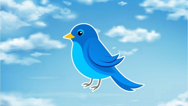 Illustratie van een blauwe vogel.