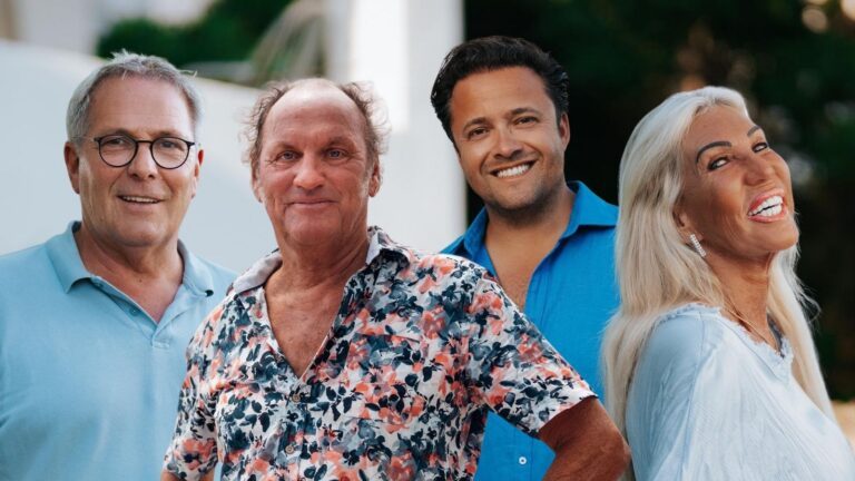Paul, Fred, Timothy en Caroline in B&B Vol Liefde.