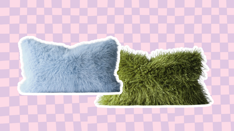 fluffy lichtblauw en groene kussens